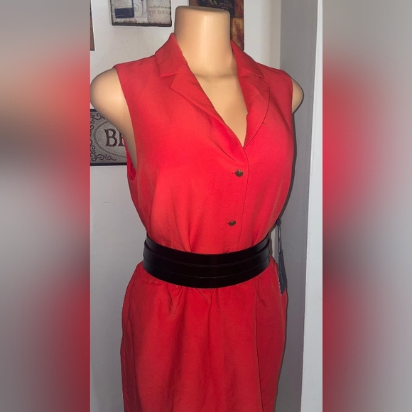NWT TOMMY HILFIGER RED DRESS SLEEVELESS SIZE 12 belt no included - Picture 2 of 7